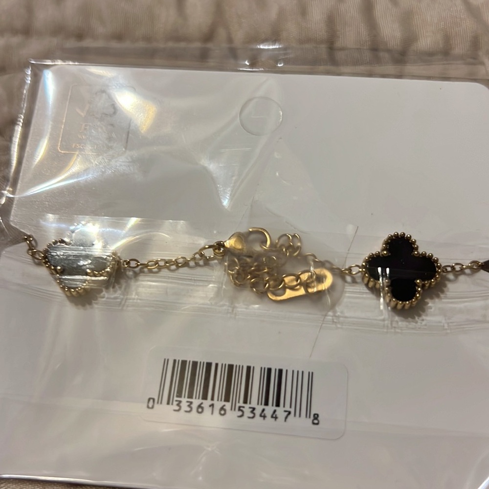 Michele Gold and Black Clover Bracelet - Picture 3 of 4